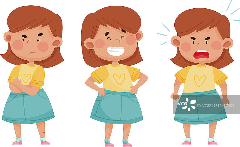 不同表情的表情符号女孩图片素材