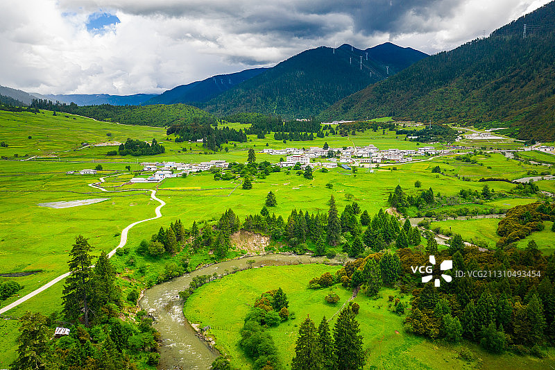 中国西藏林芝市巴宜区鲁朗镇鲁朗林海风光图片素材