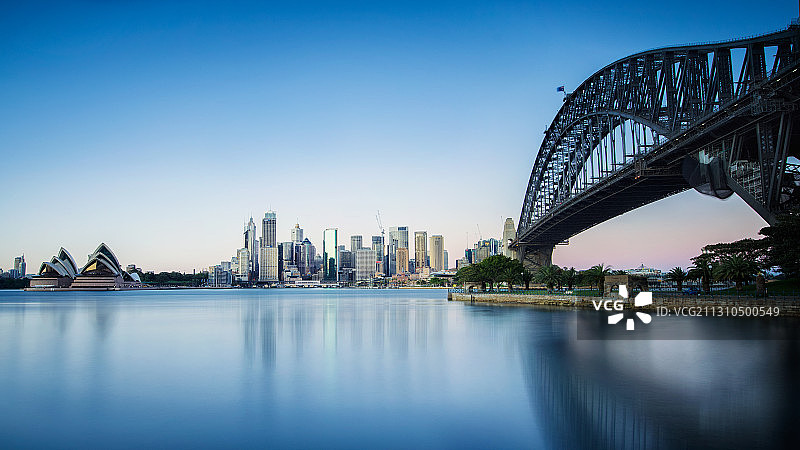 澳大利亚悉尼市中心，悉尼歌剧院和港湾大桥图片素材