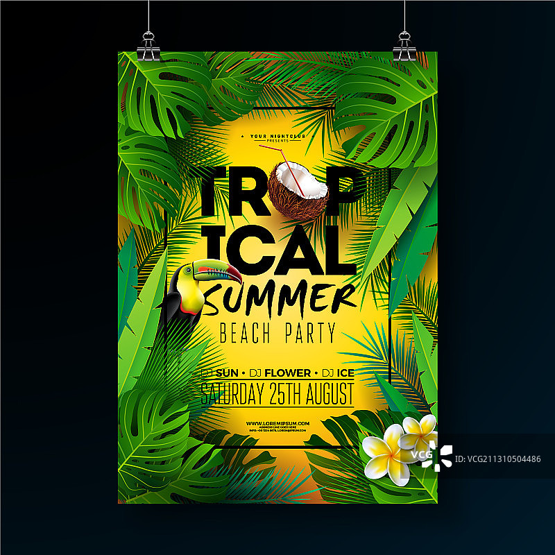热带夏季海滩派对宣传单设计图片素材