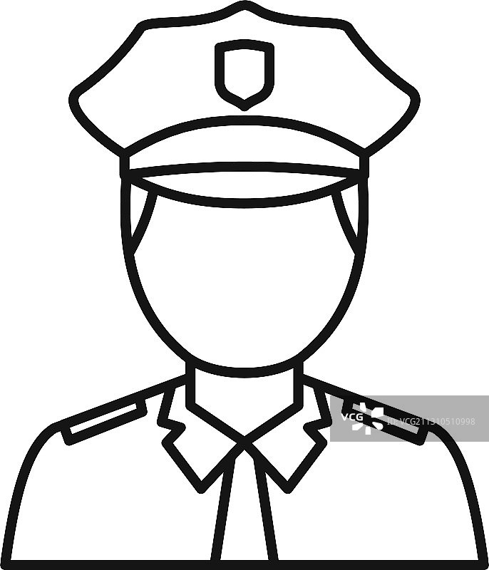 警察头像轮廓图标图片素材
