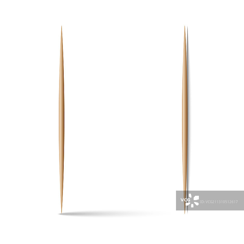 两根垂直牙签3D逼真图片素材