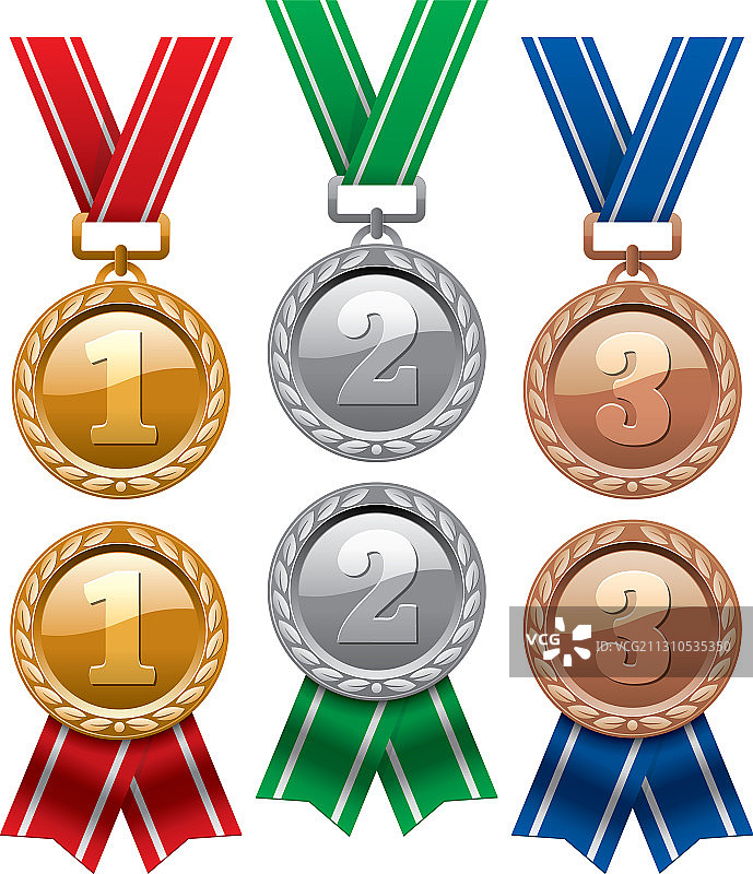 金银铜红色奖牌套装图片素材