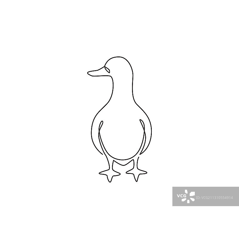 白色鸭子一笔画图片素材