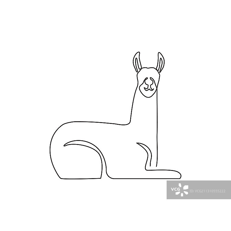 可爱的陪伴用羊驼单线画图片素材