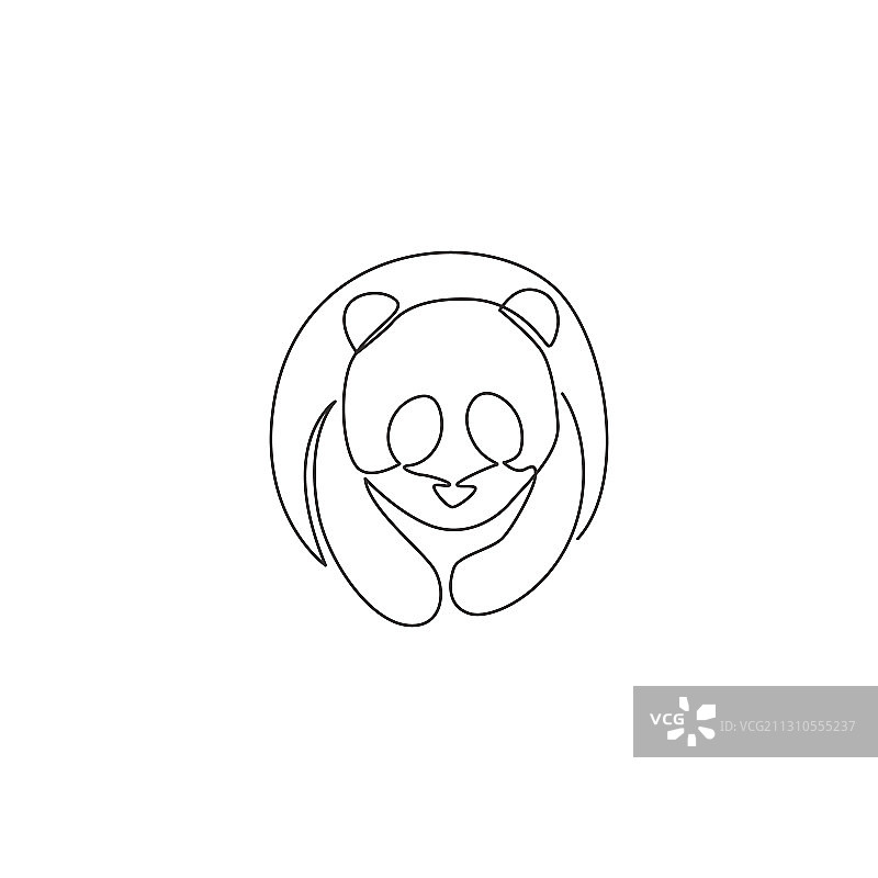 滑稽熊猫单线连续画图片素材