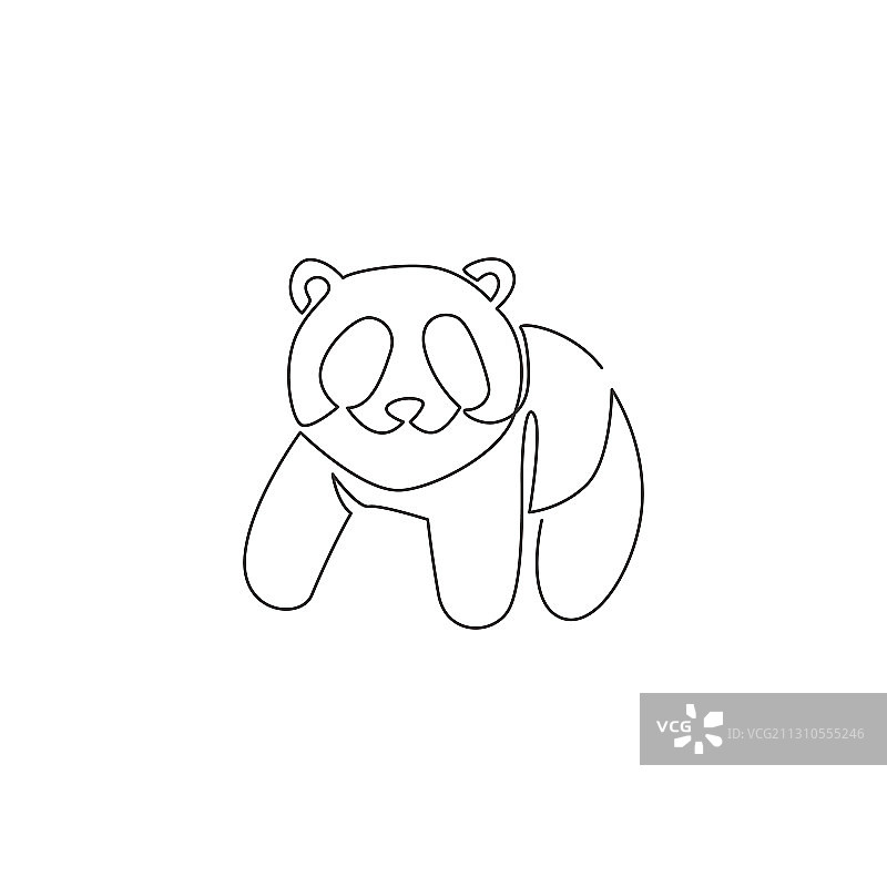 公司熊猫可爱单线画图片素材