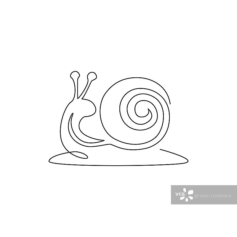 单线连续画奇异蜗牛图片素材