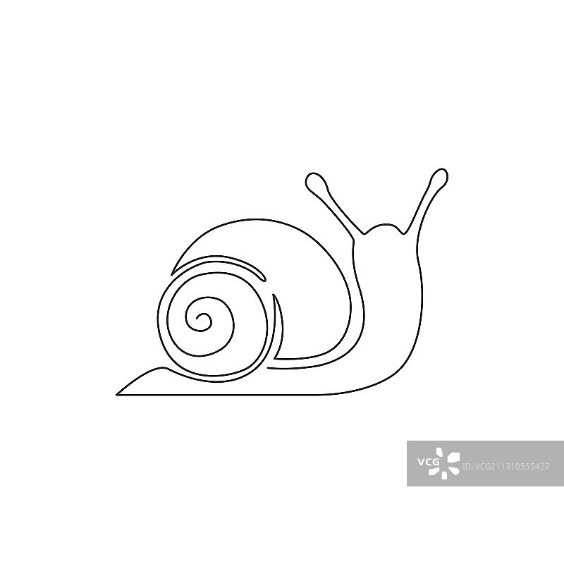异国蜗牛的连续线条画图片素材