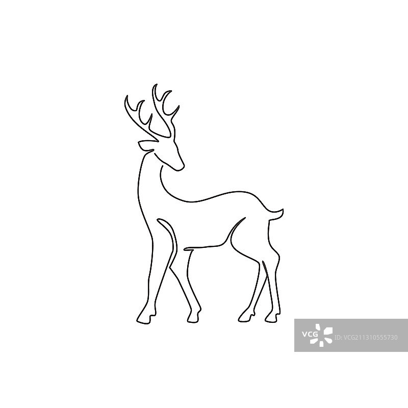野生驯鹿连续线条画图片素材