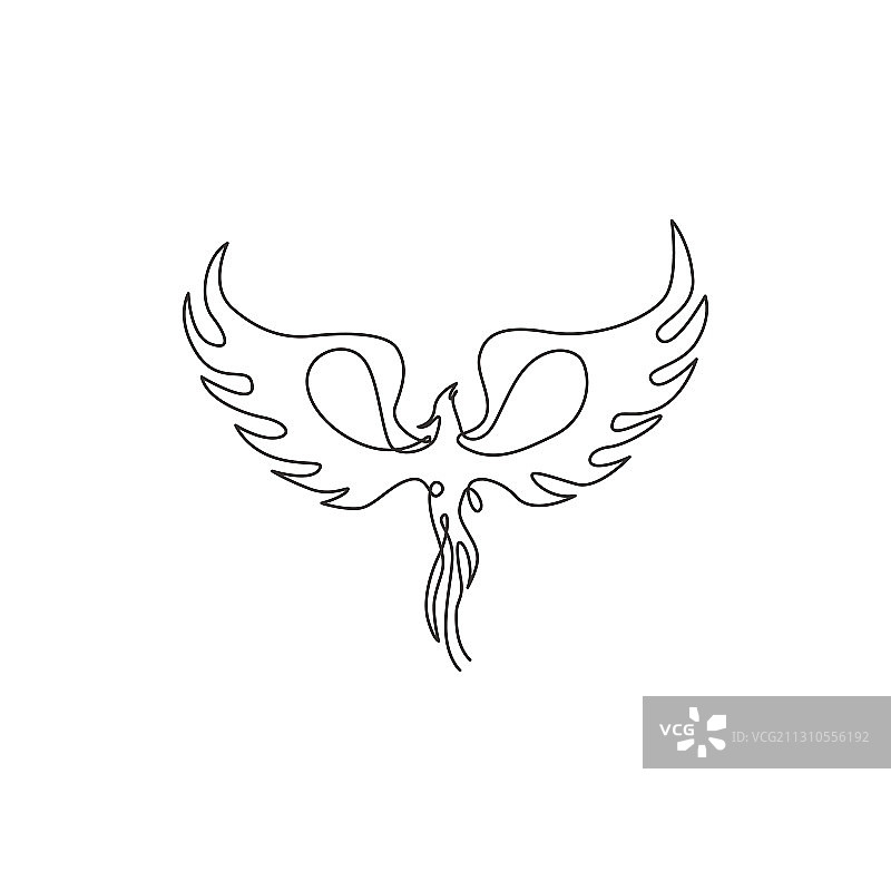 奢华凤凰单线条画图片素材