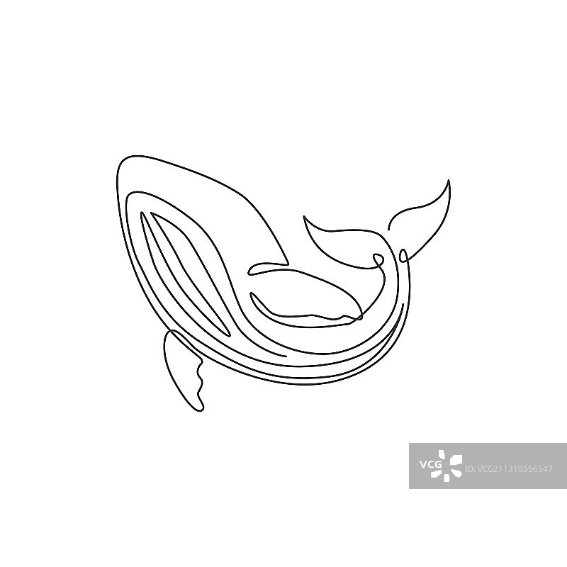 单线绘画：巨大的鲸鱼图片素材