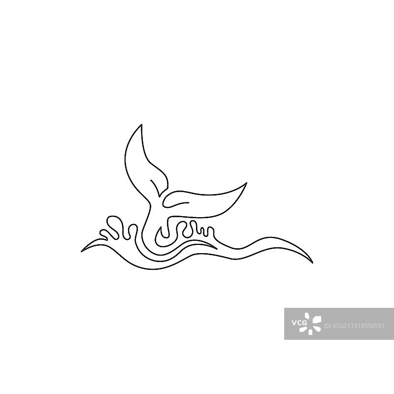 单线绘画：巨大的鲸鱼图片素材