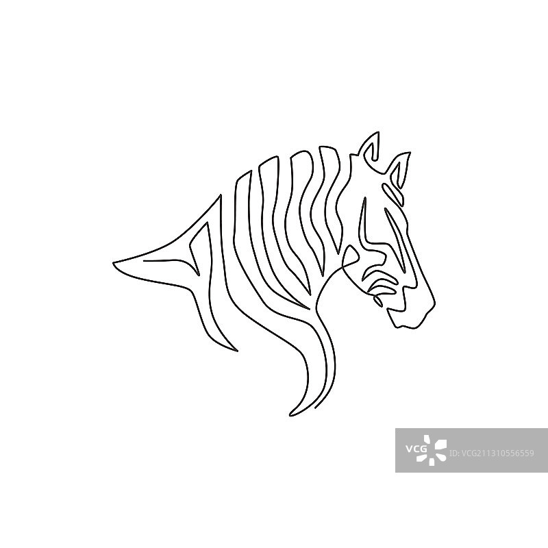 斑马头单线画图片素材
