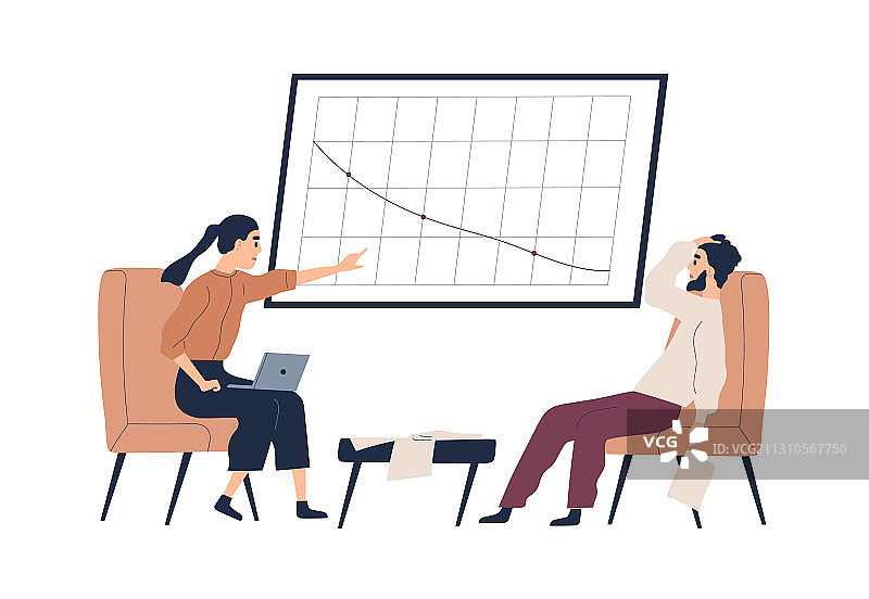 指向利润下滑的压力女商人图片素材