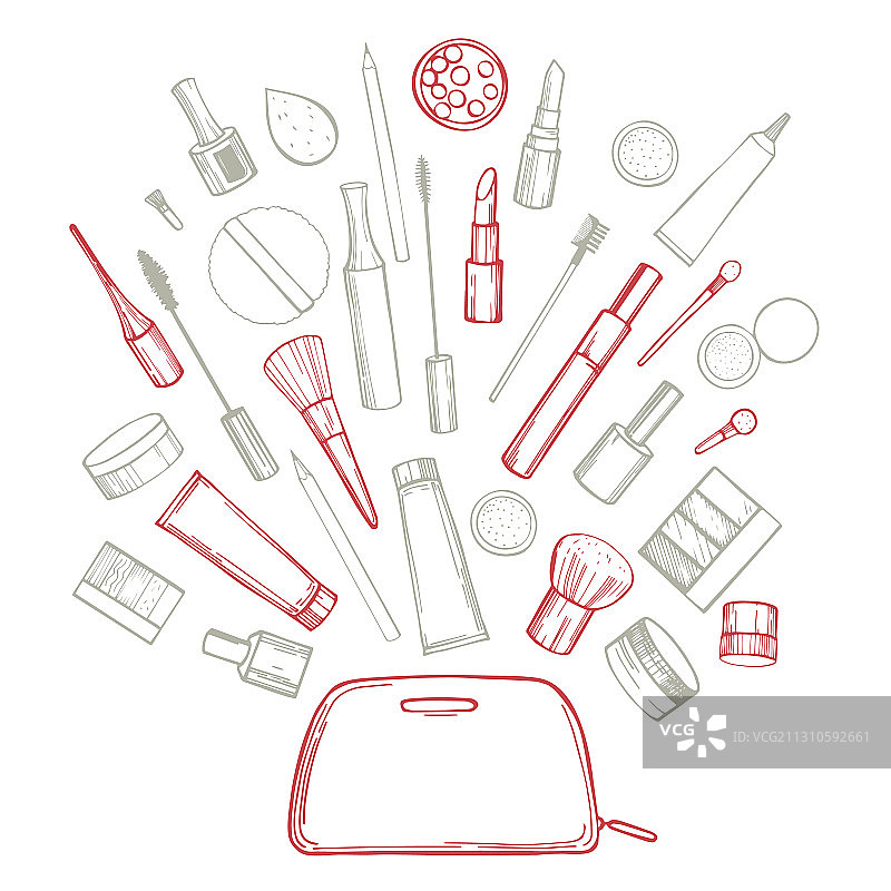 手绘装饰化妆品草图图片素材