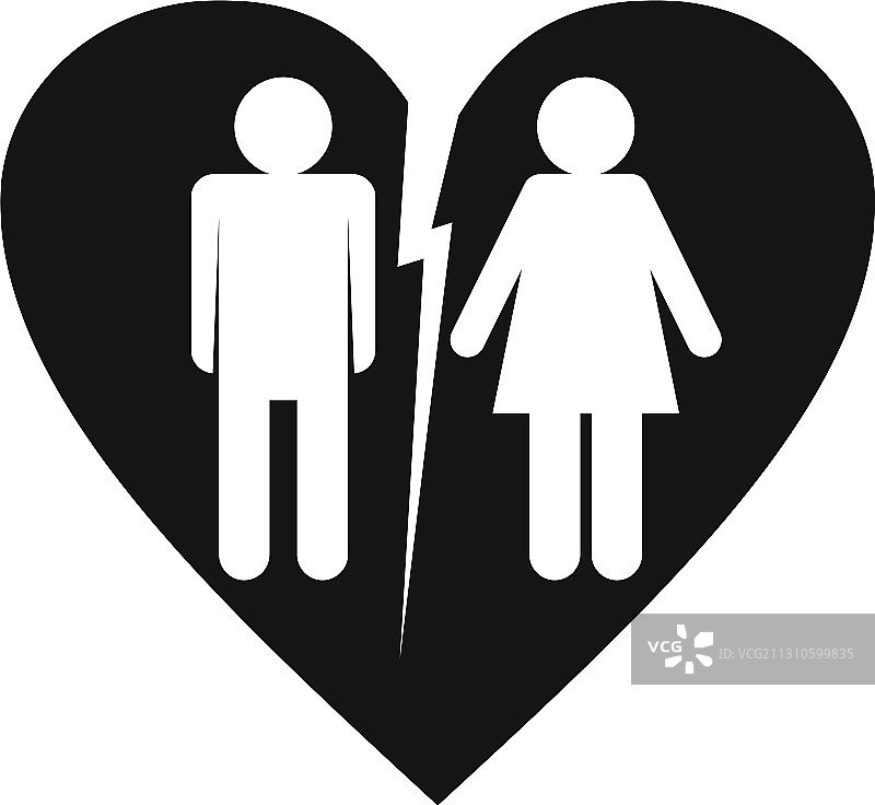 法律心形离婚图标简约风格图片素材