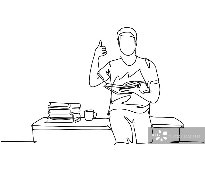 教育理念：单线绘画的年轻人图片素材