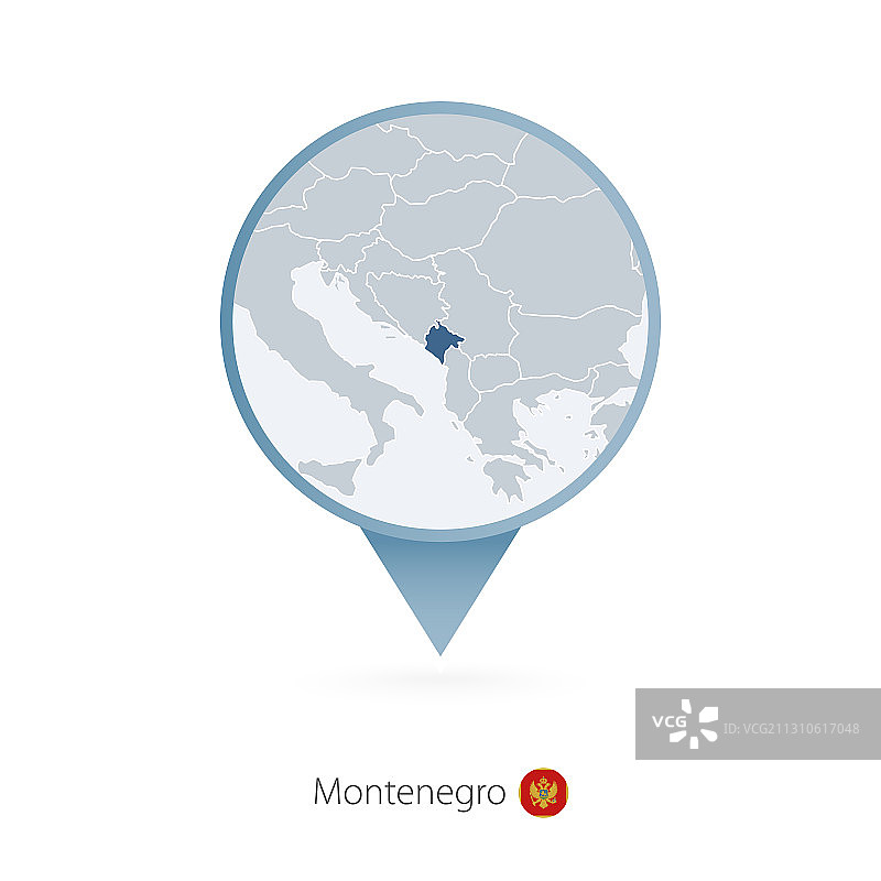 带有黑山详细地图的地图图钉图片素材