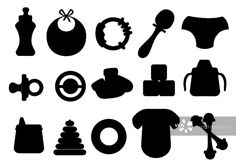 培根玩具瓶子黑色轮廓组合图片素材