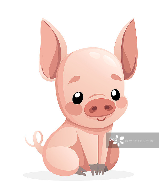 快乐的小猪卡通角色设计图片素材