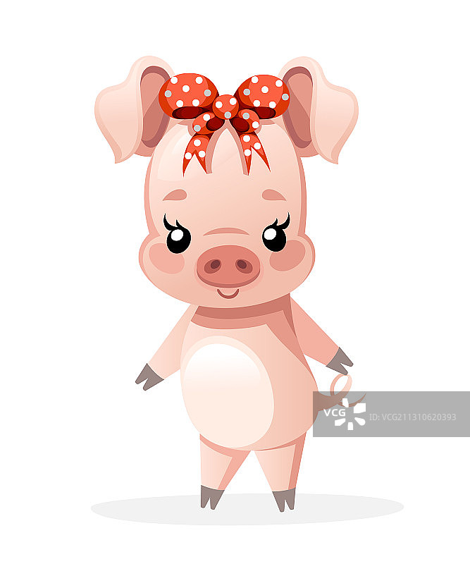 卡通小猪女孩角色设计图片素材