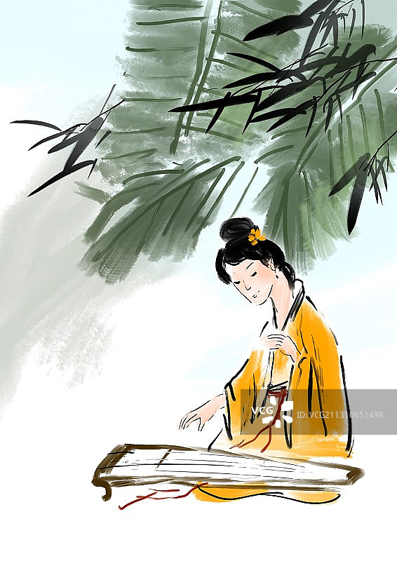 古典文化传统乐器人物花图片素材