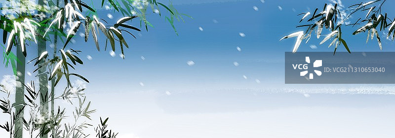 二十四节气冬季大寒水墨风景画小雪图片素材