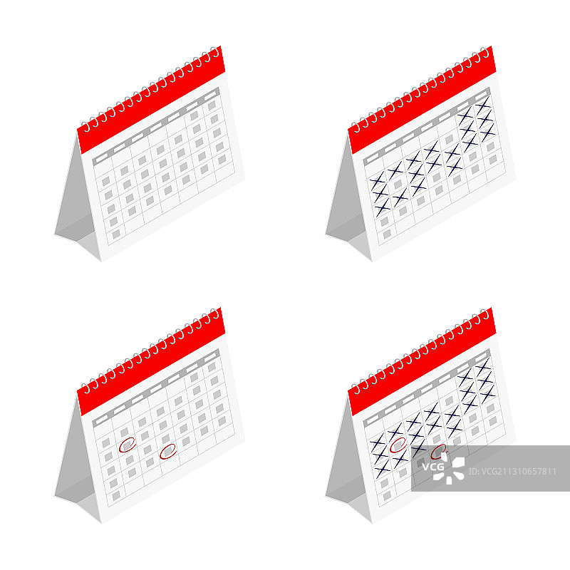 月度排列的弹簧桌面日历图片素材