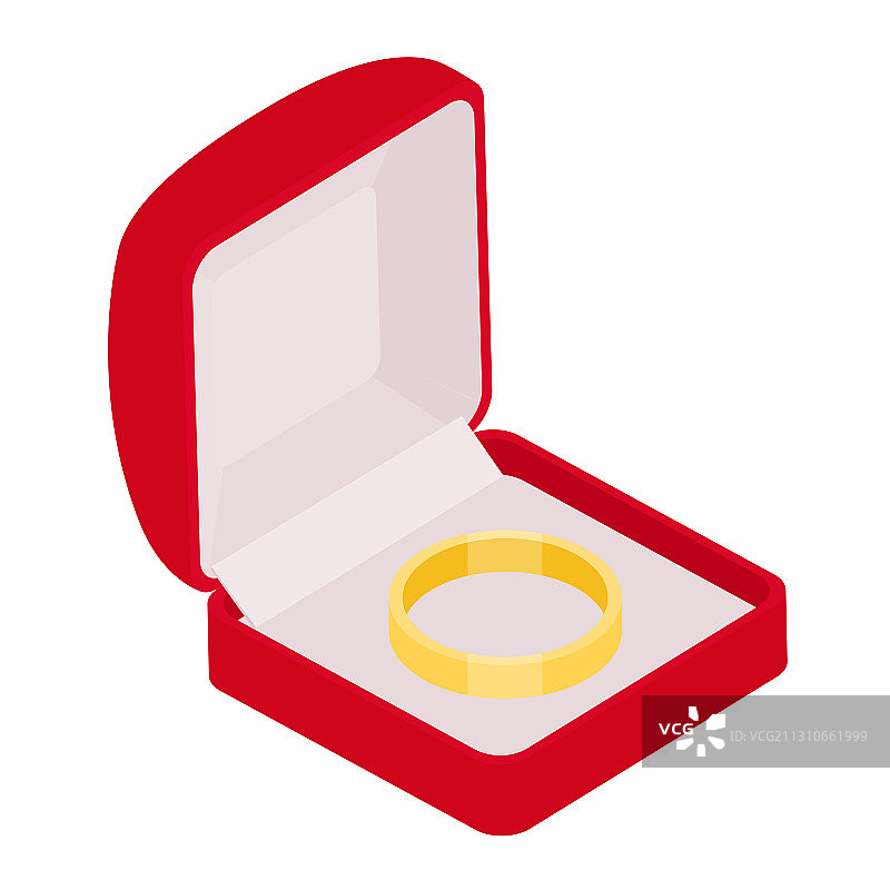 白色背景红色盒子里的订婚戒指图片素材