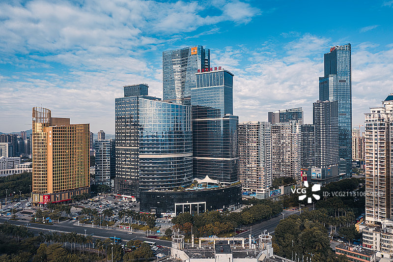 广东惠州江北区CBD城市建筑风光全景图片素材