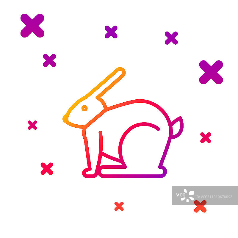 彩色线条复活节兔子图标，白色背景图片素材