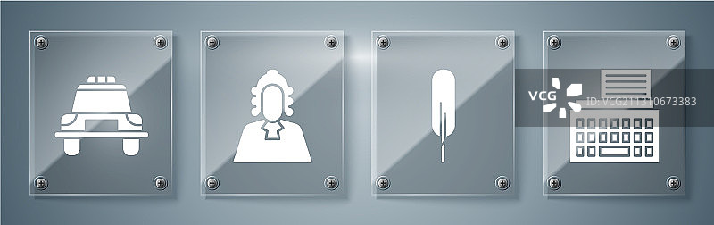 复古打字机羽毛笔法官套装图片素材