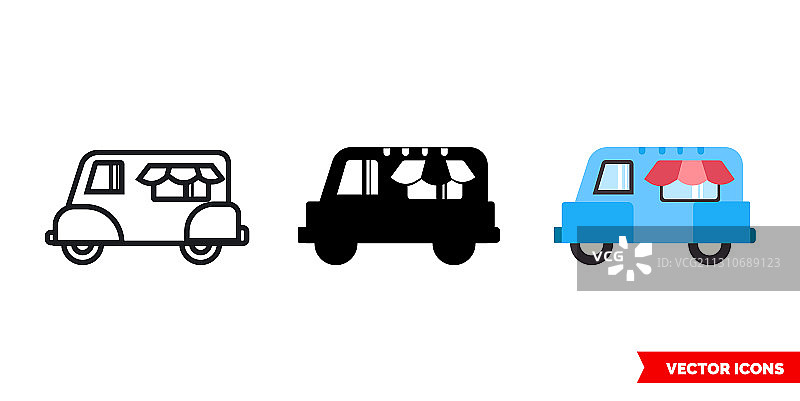 三种冰淇淋车图标图片素材