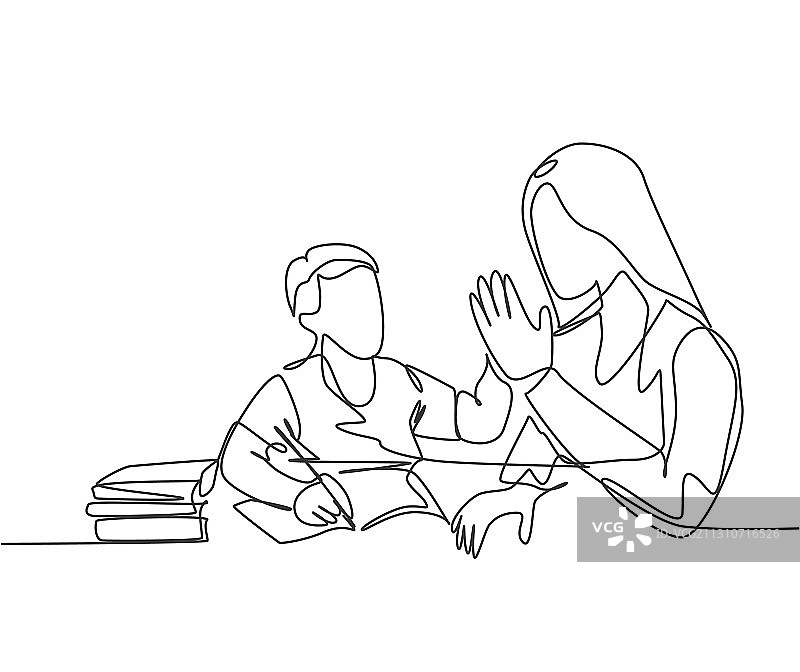 育儿家庭关爱概念单线图片素材