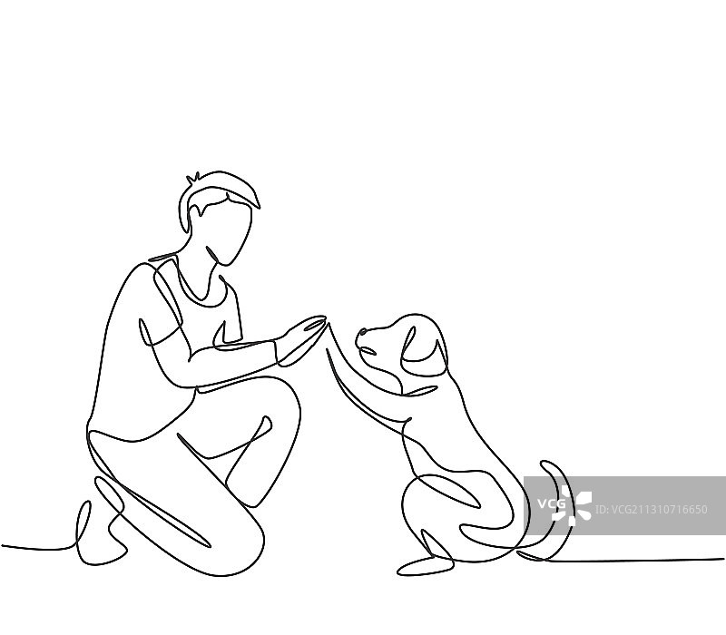 宠物关爱与友谊概念单线图片素材