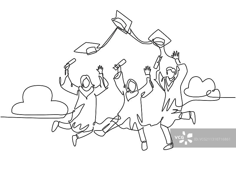 教育庆典概念单线绘画图片素材