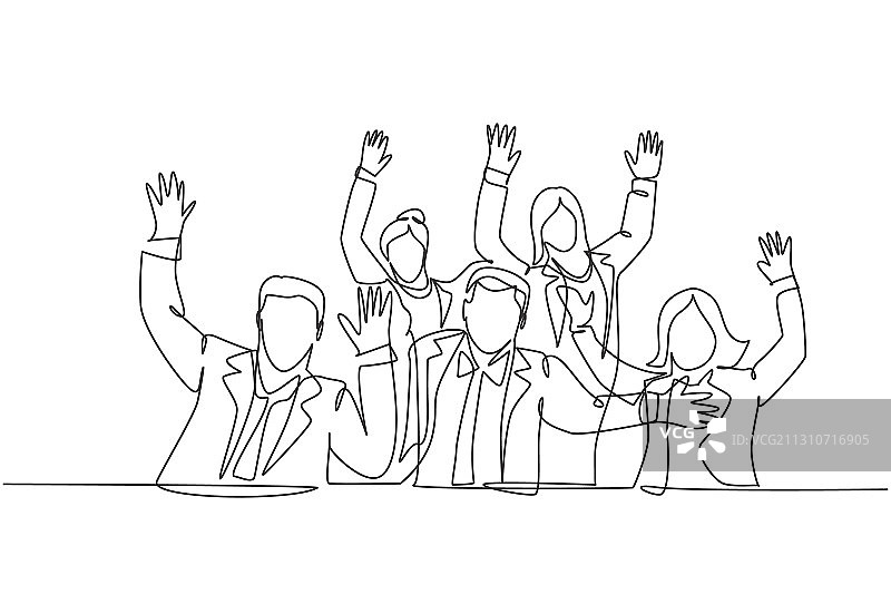 单线绘制商务会议概念图片素材