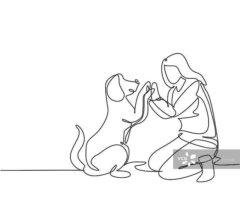 宠物护理概念单线画图片素材
