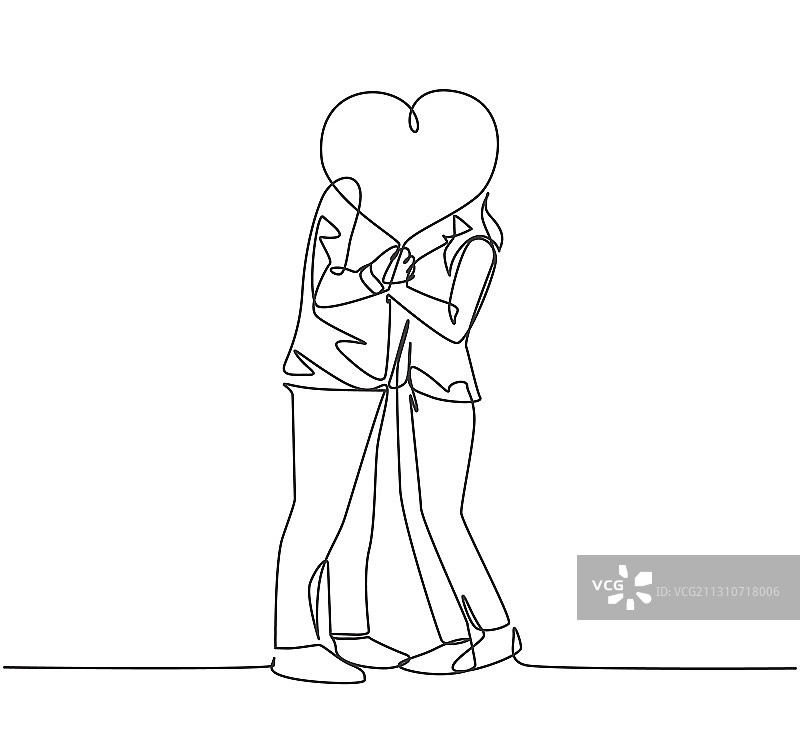 浪漫爱情概念单线画图片素材