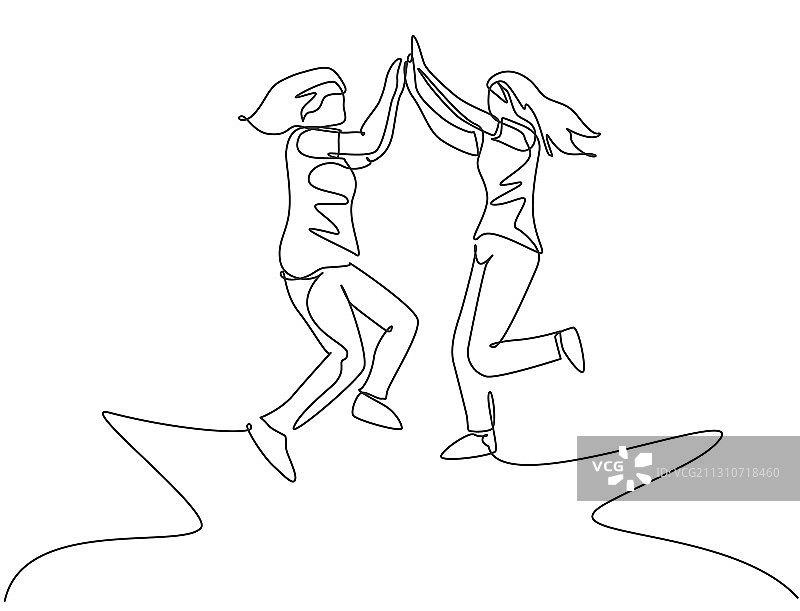 友谊概念单线绘画图片素材