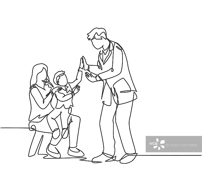 亲子关怀概念单线绘画图片素材