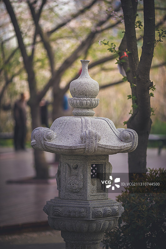 灯座+江苏省徐州市泉山区彭祖园樱花林图片素材