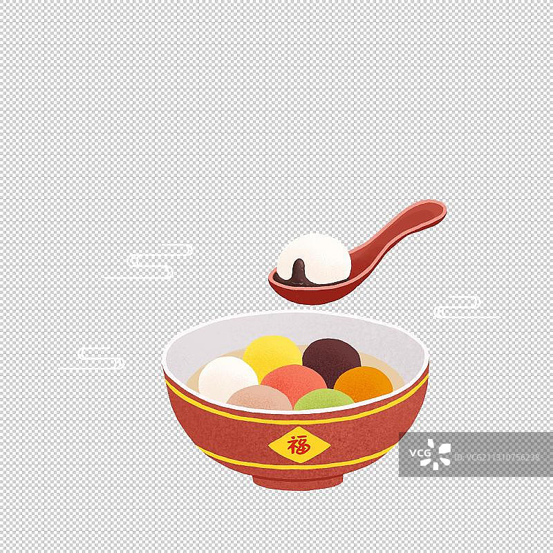 新年春节节日元旦元宵节一碗五彩汤圆扁平风格图片素材