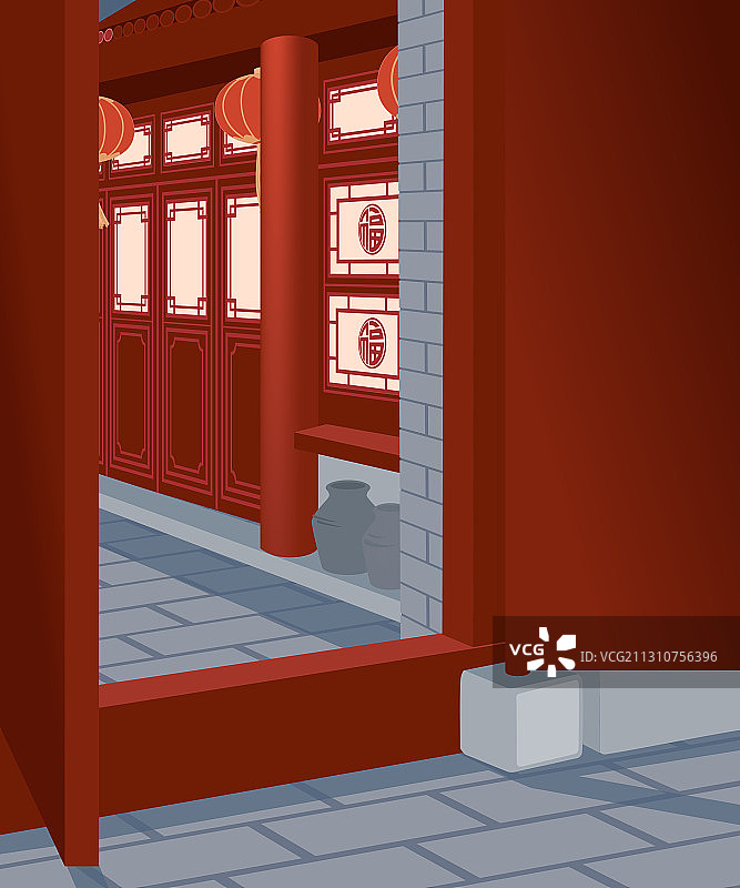 传统四合院大门外图片素材