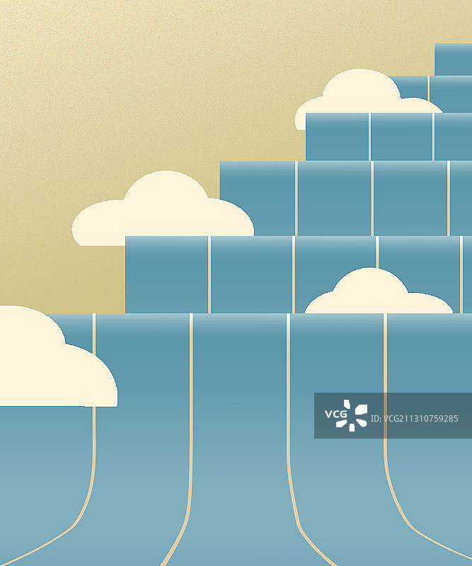 波浪状跑道及天空云朵图片素材