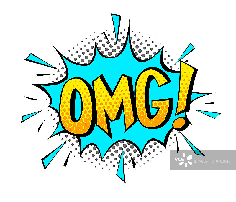 带有文字的漫画飞溅气泡：天啊，惊喜，哎哟图片素材