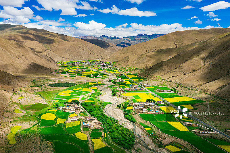 中国西藏山南市日当镇乡村田野农田自然风光图片素材