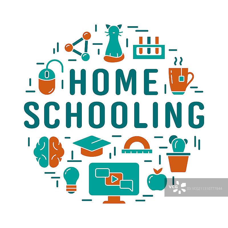 在家上学字体的远程学习图片素材