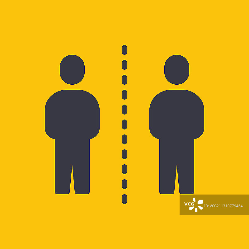 保持社交距离：黄色警示标志，小心冠状病毒图片素材